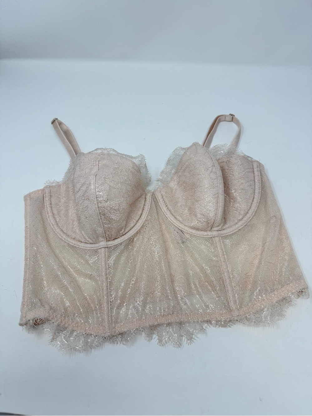 Victoria’s Secret 36B Pale Pink Shimmer Dream Angels Lined Strapless Corset Bra